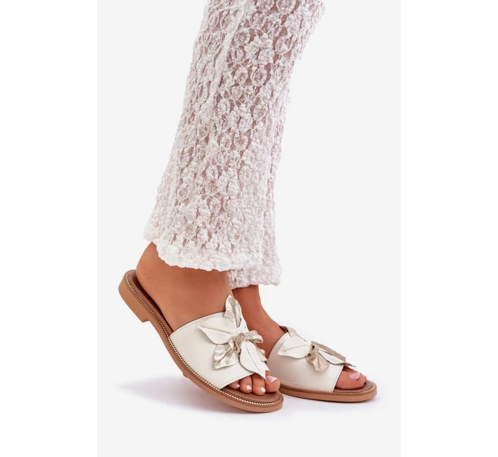 Sandály S Dekorací Přírodní Kůže Zazoo model 21682154 Bílé - Boto