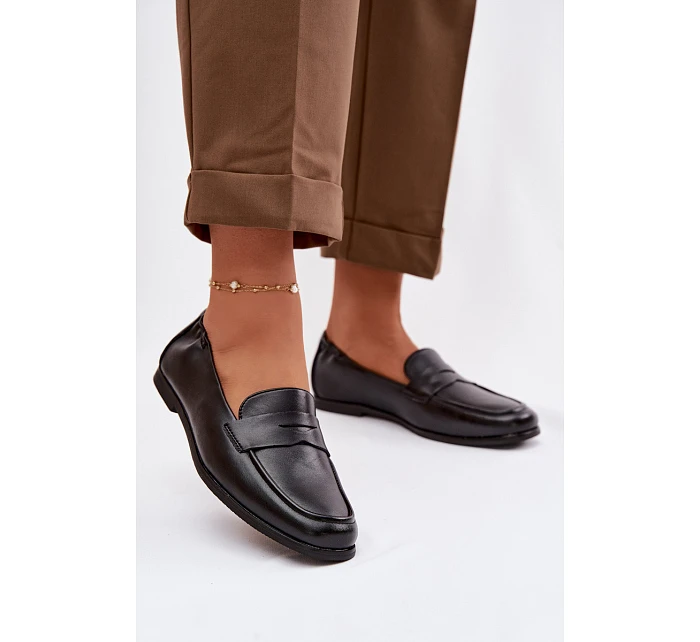 Mokasíny z pravé kůže model 22100821 černé - VINCEZA Mokasíny z pravé kůže model 22100821 černé - VINCEZA