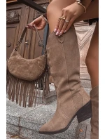 Dámské zateplené kožené kovbojky Urselle – khaki Dámské zateplené kožené kovbojky Urselle – khaki