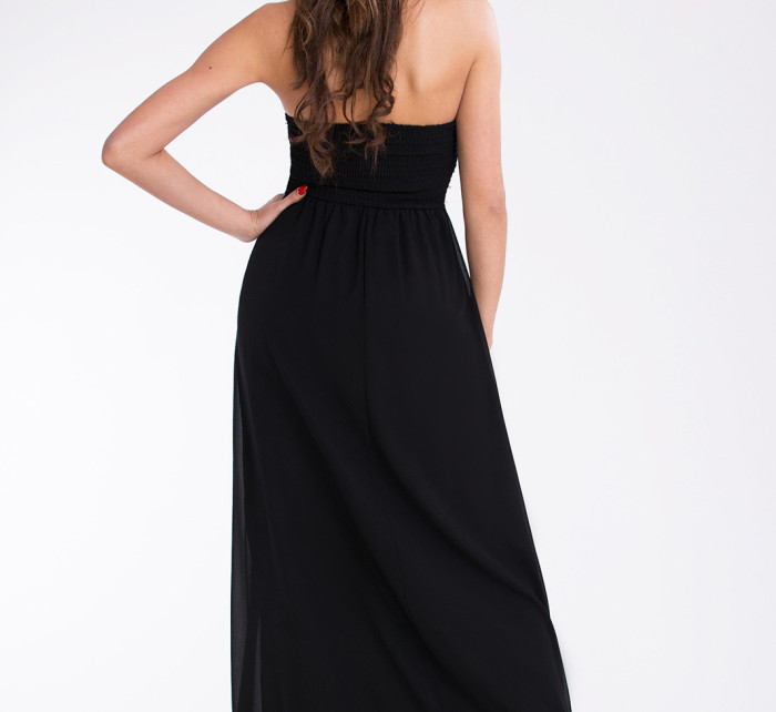 Dámské dlouhé společenské plesové šaty BOOM černé - Černá / M - PINK BOOM