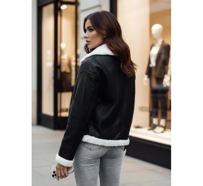 Dámská kožená bunda s ovčí kůží FURBLAZE FashionStreet černá TY4730z