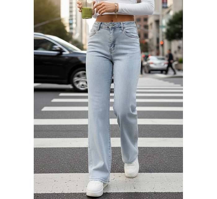Dámské džíny se širokými nohavicemi světle modré FashionStreet UY2952