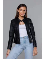 Černá dámská bunda ramoneska se stojáčkem (11Z8029)