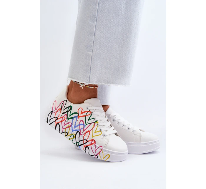 Dámské tenisky se srdíčky Bílé model 21648624 - Boto