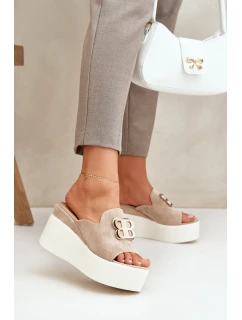 Sandály Na Platformě A Klínu S Ozdobou Béžové model 21682657 - Boto