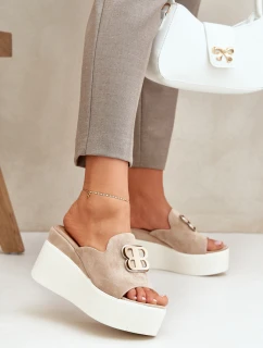 Sandály Na Platformě A Klínu S Ozdobou Béžové model 21682657 - Boto