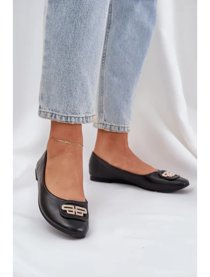 Baleríny Na Ploché Podešvi S Ozdobou Černé model 21684326 - Boto Baleríny Na Ploché Podešvi S Ozdobou Černé model 21684326 - Boto