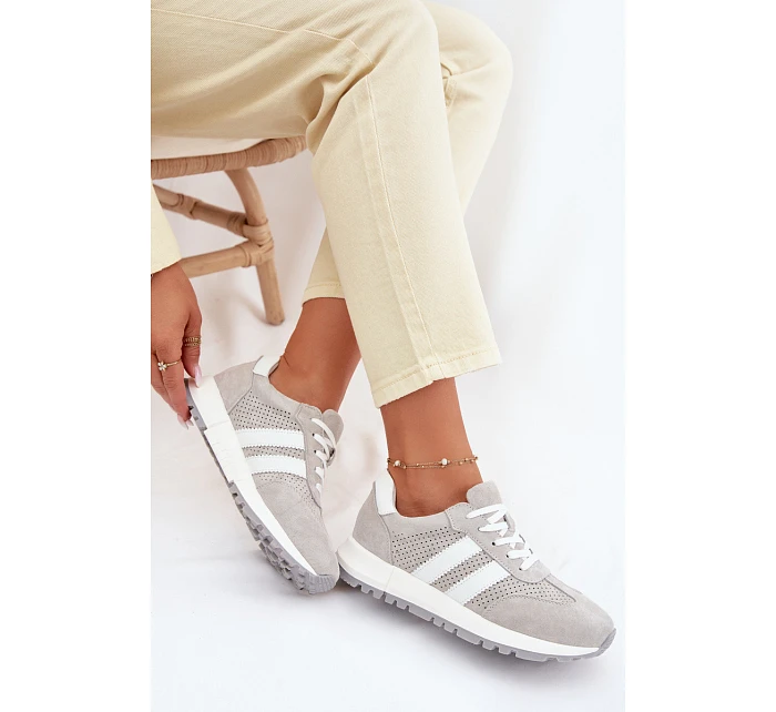 Dámské tenisky z pravé semišové šedé model 22069511 - EVENTO Dámské tenisky z pravé semišové šedé model 22069511 - EVENTO