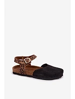 Kožené semišové dámské sandály s uzavřenými prsty Maciejka H7365-01 Černé