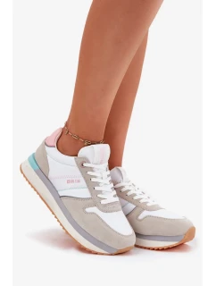 Dámské semišové tenisky Big Star HI-POLY SYSTEM – béžovo-bílé