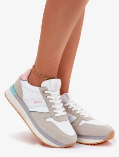 Dámské semišové tenisky Big Star HI-POLY SYSTEM – béžovo-bílé