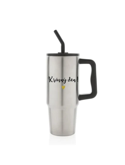 KRÁSNÝ DEN - stříbrný cestovní termohrnek 900 ml KRÁSNÝ DEN - stříbrný cestovní termohrnek 900 ml