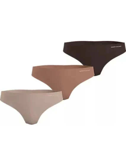 Dámské kalhotky 3Pack BRAZILIAN UW0UW03871 0R3 mix hnědé - Tommy Hilfiger