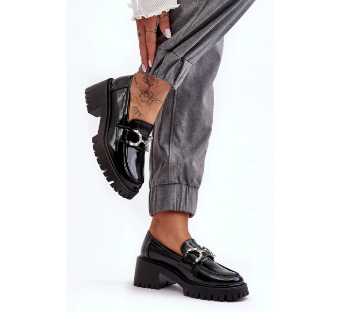 Mokasíny na podpatku model 20646525 černé Step in style - Inello