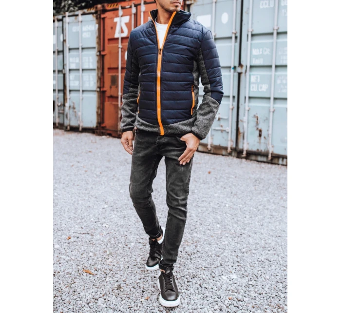 Pánská přechodná bunda prošívaná tmavě modrá FashionStreet TX3783