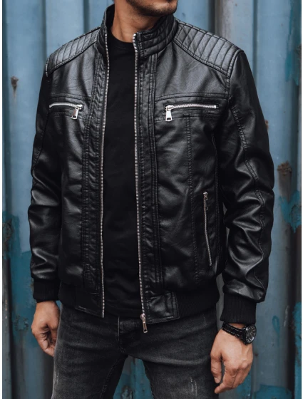 Pánská kožená bunda černá FashionStreet TX4739 Pánská kožená bunda černá FashionStreet TX4739