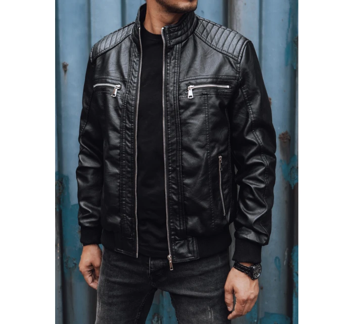 Pánská kožená bunda černá FashionStreet TX4739 Pánská kožená bunda černá FashionStreet TX4739