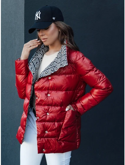 Dámská přechodná prošívaná bunda červená model 21979176 - Dstreet