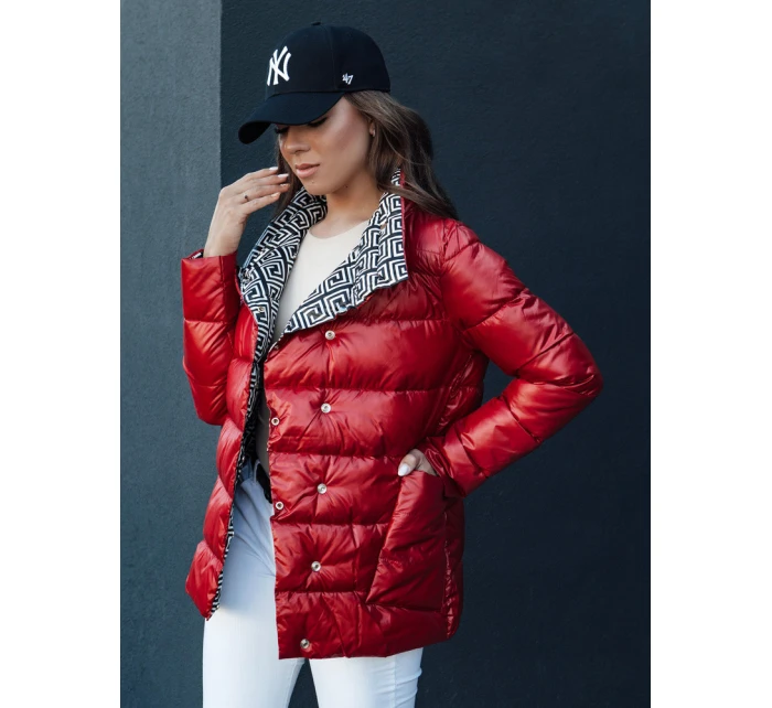 Dámská přechodná prošívaná bunda červená model 21979176 - Dstreet