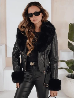 Dámská kožená bunda s kožešinou černá FashionStreet TY5212