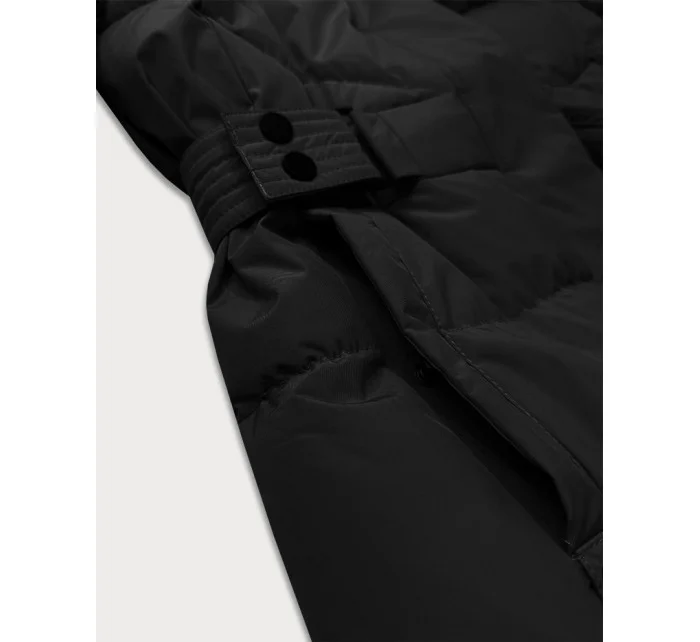 Černá dámská bunda pro přechodné období s páskem J Style (16M9183-392)