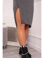 Šaty s kapucí a bočním rozparkem tmavě šedé