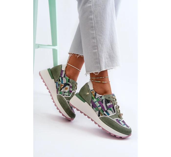 Dámské kožené tenisky na platformě Maciejka 06390-09 seledýnové