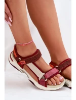 Dámské sandály na suchý zip D.Franklin DFSH406003 bordové