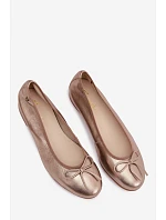 Kožené dámské baleríny model 22100762 Zlaté - Maciejka Kožené dámské baleríny model 22100762 Zlaté - Maciejka