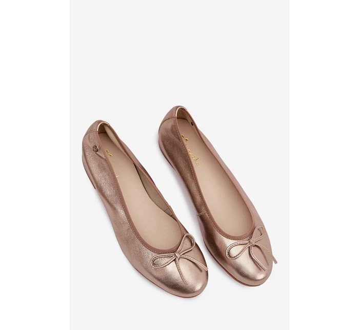 Kožené dámské baleríny model 22100762 Zlaté - Maciejka Kožené dámské baleríny model 22100762 Zlaté - Maciejka