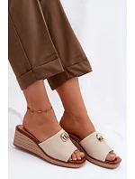 Dámské sandály na platformě s pleteniny Béžové model 22101415 - SERGIO LEONE Dámské sandály na platformě s pleteniny Béžové model 22101415 - SERGIO LEONE