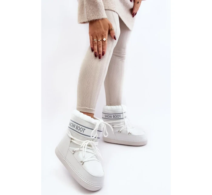 Dámské bílé boty do sněhu se zavazováním model 20039028 - Kesi Dámské bílé boty do sněhu se zavazováním model 20039028 - Kesi