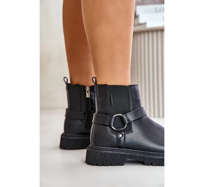 Kotníkové boty Zateplené Na Zip Big Star Černé Kotníkové boty Zateplené Na Zip Big Star Černé