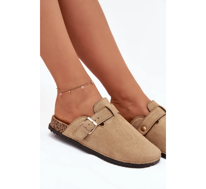 Dámské pantofle na korkové platformě Big Star – béžové