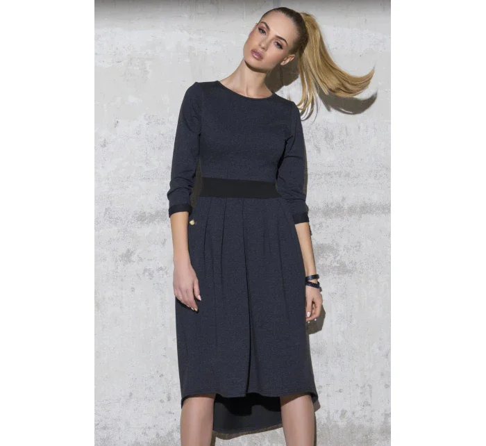 Dámské volnočasové šaty s volnou sukní grafitové - Šedá / 3XL - Makadamia