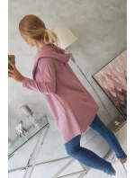 Volná bunda s kapucí 8928 tmavě růžová - Kesi