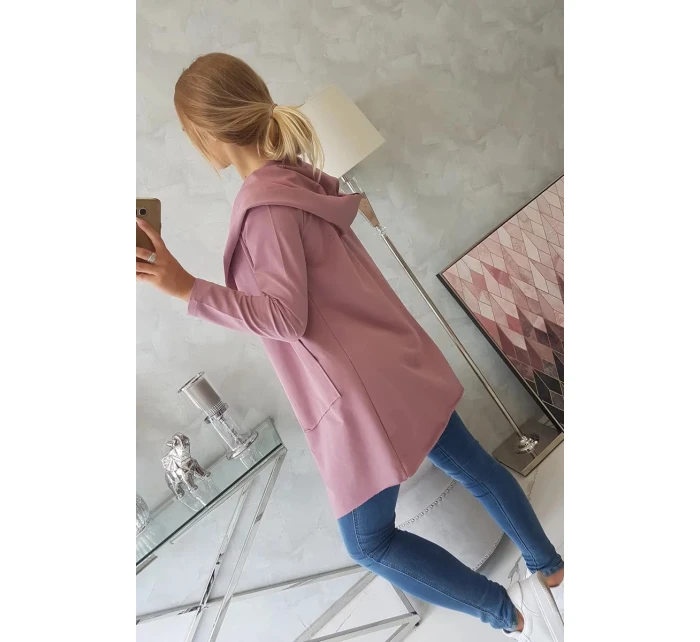 Volná bunda s kapucí 8928 tmavě růžová - Kesi
