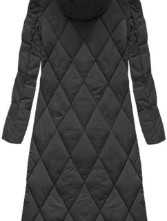 Černá dlouhá dámská zimní bunda s kapucí (7688BIG)