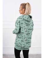 Mikina s nápisy tmavě mátová