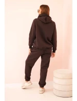 Dámská bavlněná zateplená souprava s potiskem hnědá