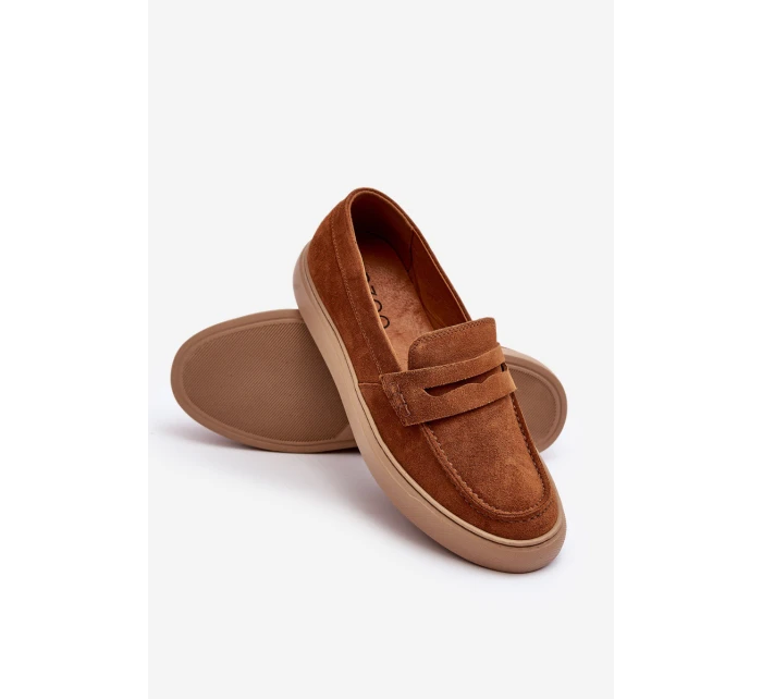 Mužské semišové loafers polobotky Zazoo 1566 hnědé