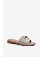 Dámské Sandály S Ozdobami model 21665122 Béžové - S.Barski Dámské Sandály S Ozdobami model 21665122 Béžové - S.Barski