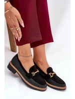 Dámské Mokasíny S Pletením A Zlatým Černé model 21688123 - Boto