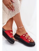 Dámské Klapky Na Platformě S Pásky Červené model 21698711 - Boto