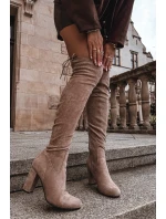 Dámské kozačky na podpatku béžové model 21714951 - Boto