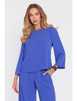 M905 Elegantní halenka s volnými rukávy - modrá