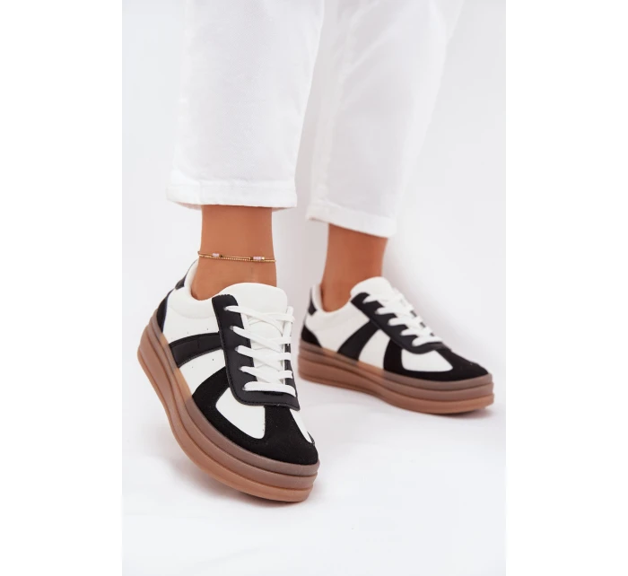 Dámské tenisky na platformě – bílo-černé