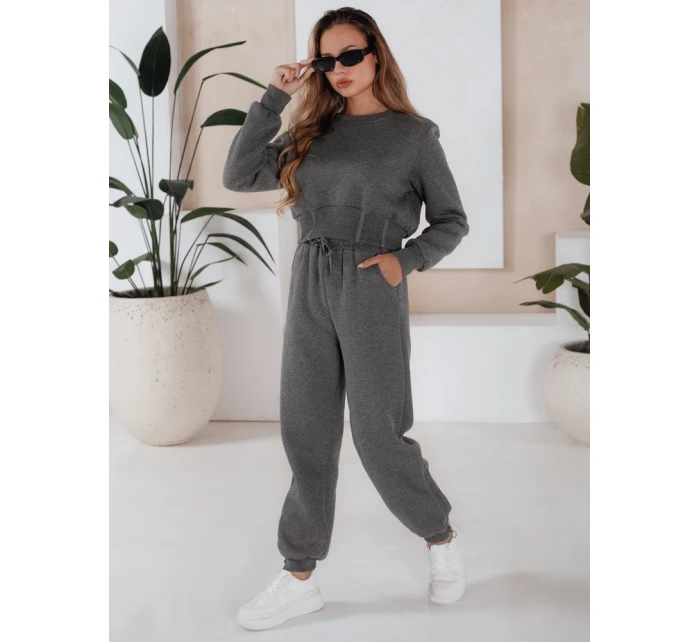 Dámská tmavě šedá tepláková souprava KEILI FashionStreet AY0647 Dámská tmavě šedá tepláková souprava KEILI FashionStreet AY0647