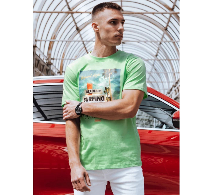 Pánské zelené tričko s potiskem FashionStreet RX5498