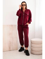 Komplet dámský máslový z viskózy s rozepínací mikinou a kalhotami švestkový Komplet dámský máslový z viskózy s rozepínací mikinou a kalhotami švestkový